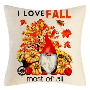 Cute Fall Gnome/Pumpkins Pillowcase NWOT
